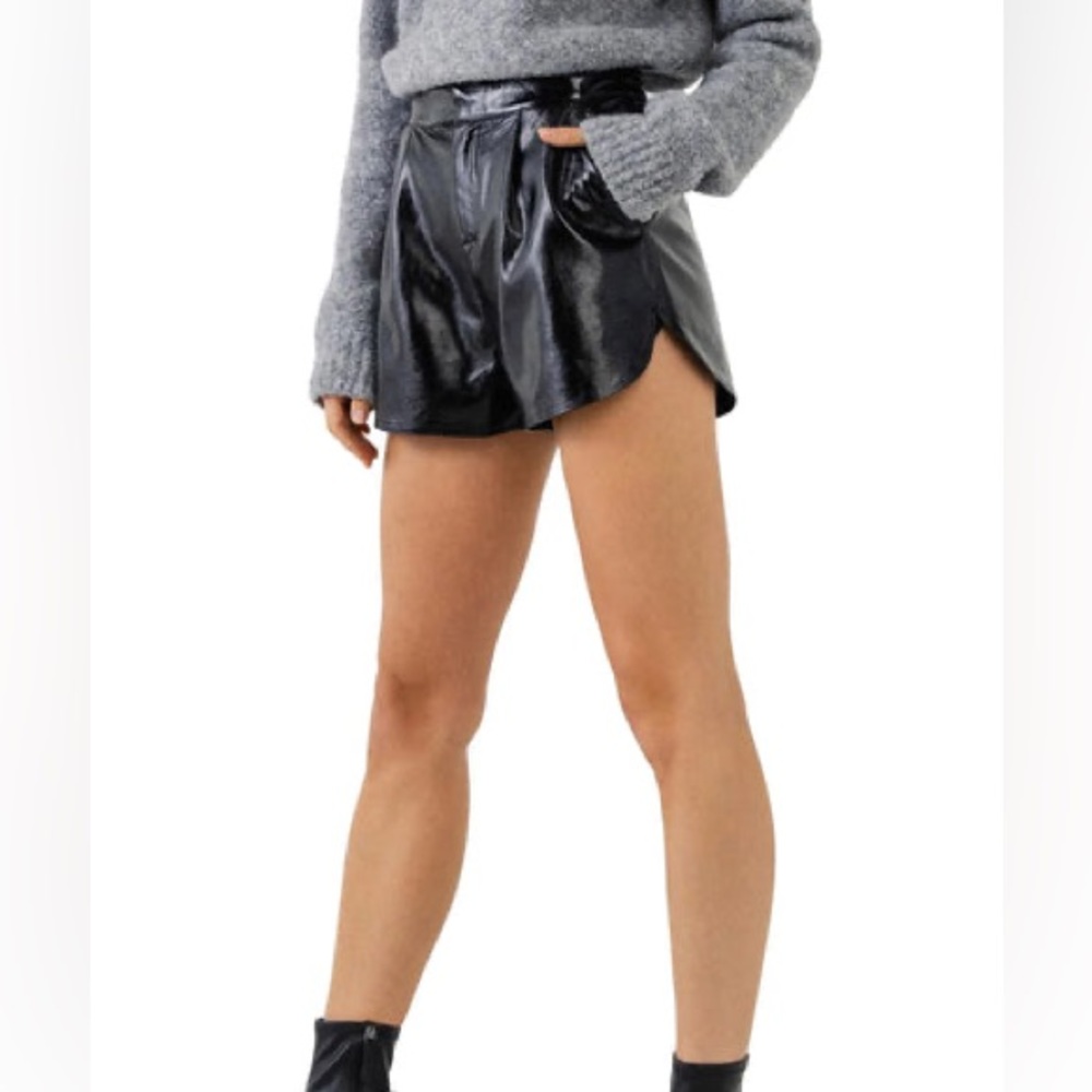 NWT Grey Lab Black Leather Shorts